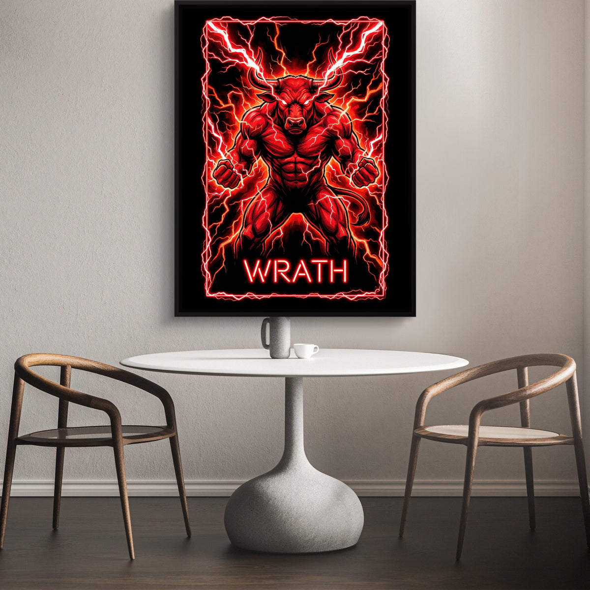 Wrathful Minotaur — wrathful minotaur sq coffee table 1port framed black