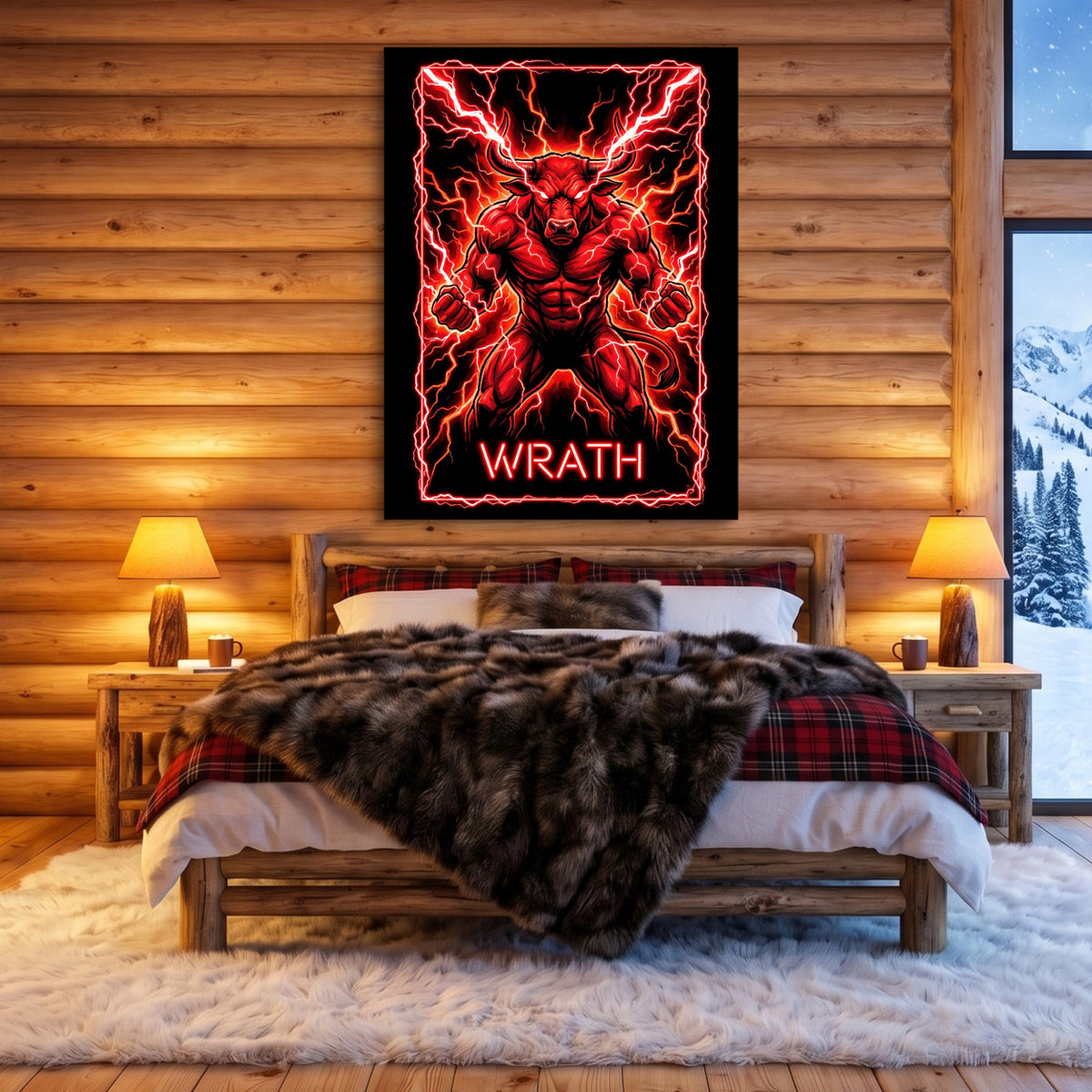 Wrathful Minotaur — wrathful minotaur sq cozy cabin 1port flush print