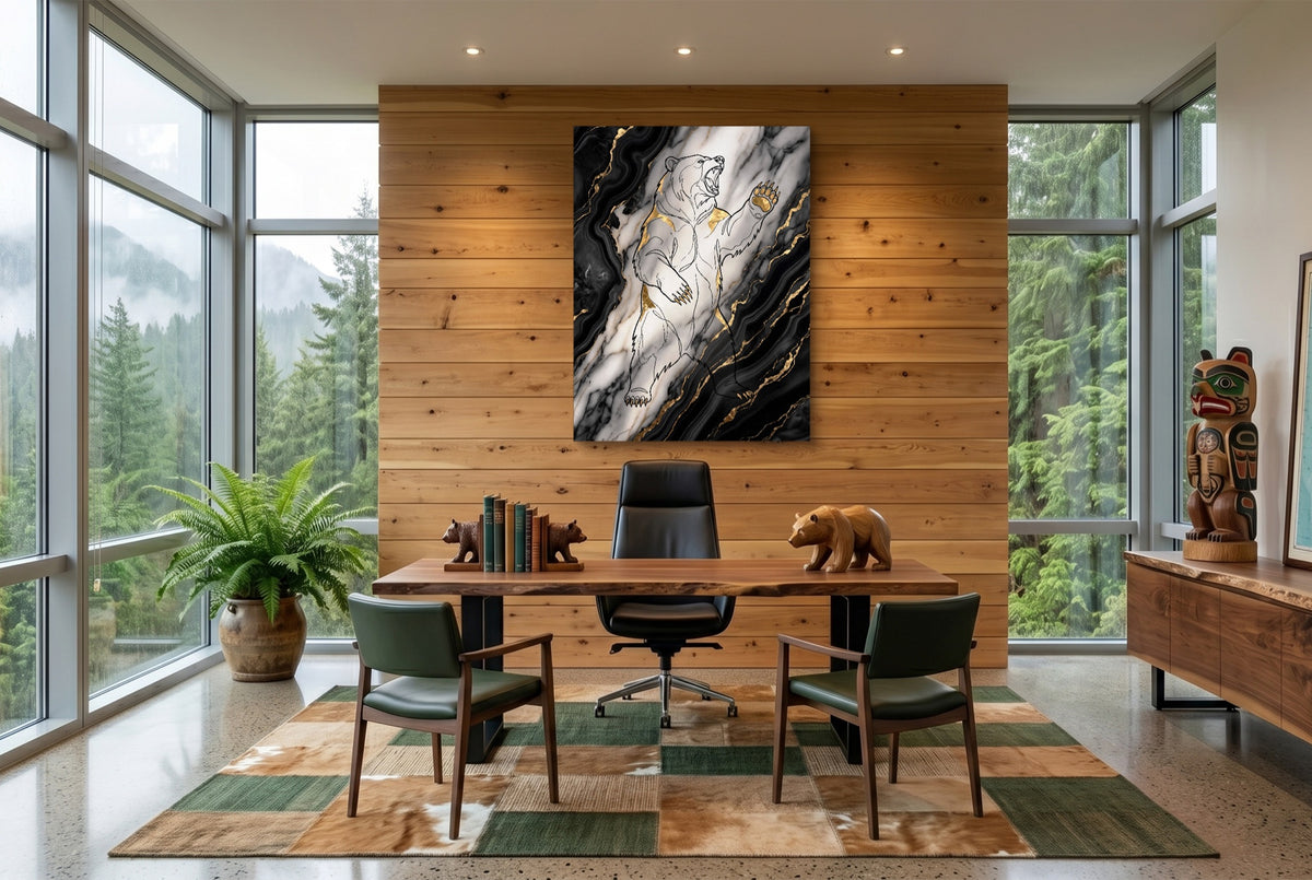 WS Bear Marble — ws bear marble office with wooden desk 1port flush print