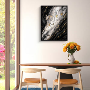 WS Bear Marble — ws bear marble sq floral dining room 1port framed black