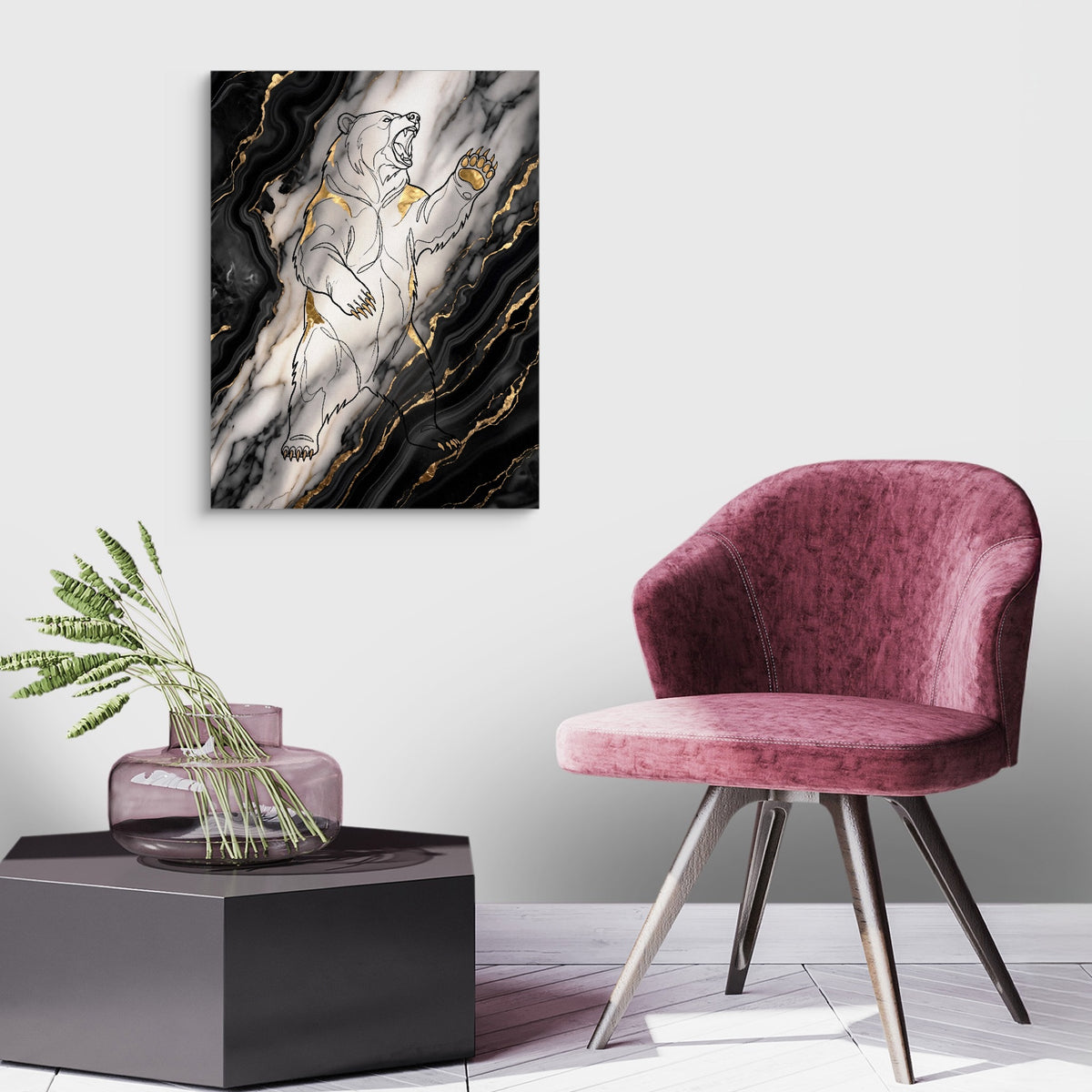WS Bear Marble — ws bear marble sq land purple chair 1port flush print