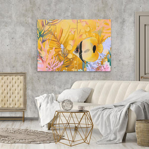 Yellow Floral Fish - Luxury Wall Art