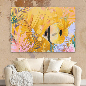 Yellow Floral Fish - Luxury Wall Art