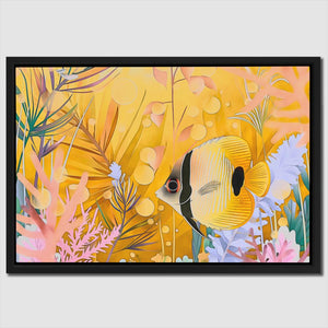 Yellow Floral Fish - Luxury Wall Art