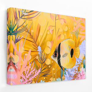 Yellow Floral Fish - Luxury Wall Art