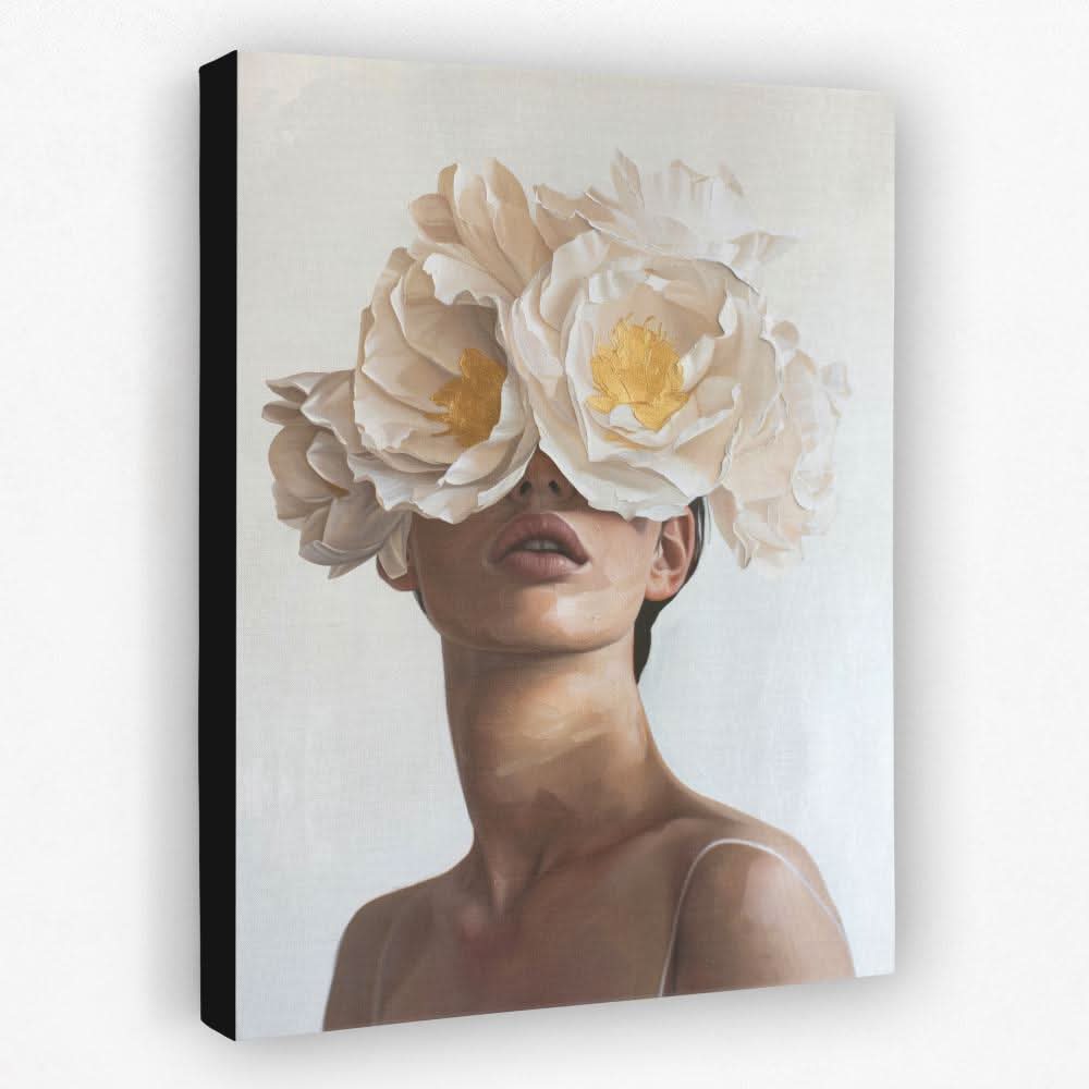 Yellow Flower Woman - Feminine Canvas Wall Art