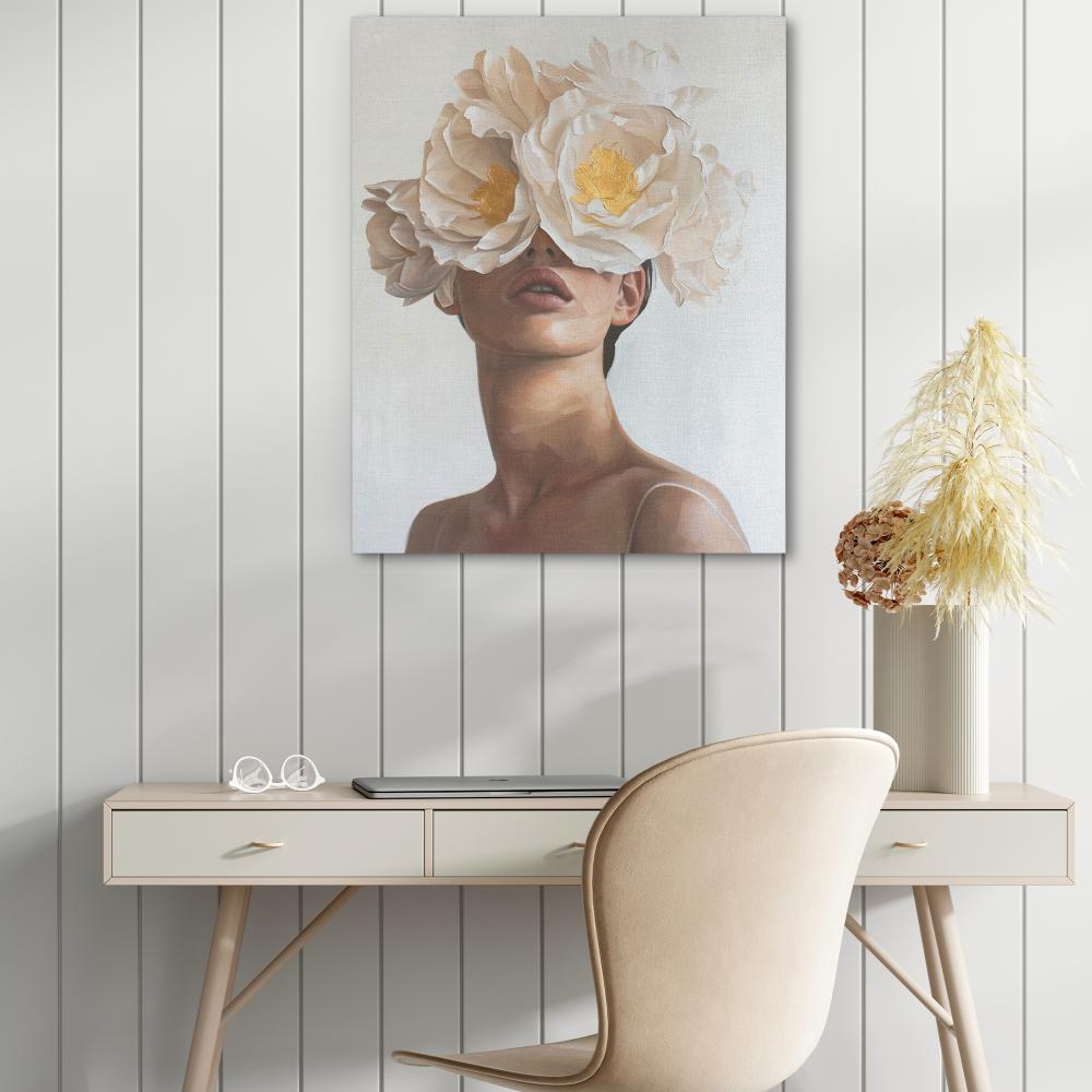 Yellow Flower Woman - Luxury Wall Art