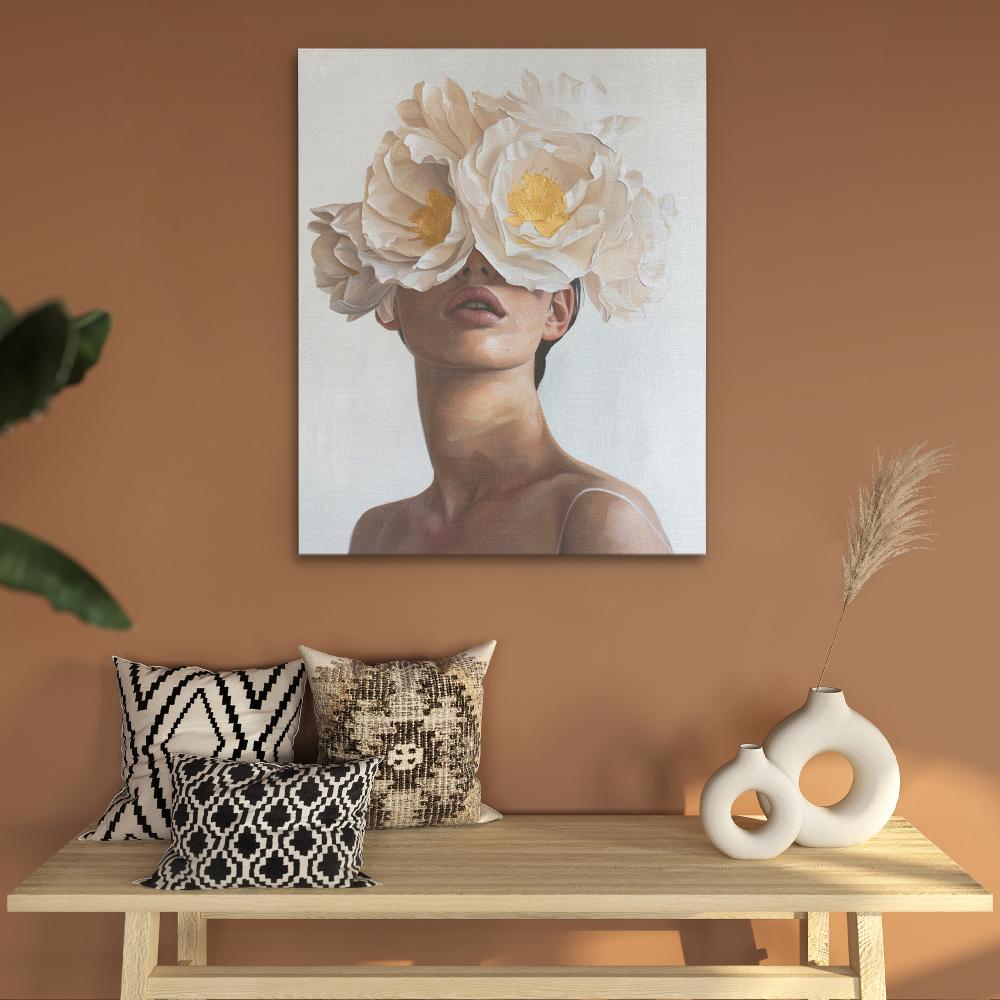 Yellow Flower Woman - Luxury Wall Art