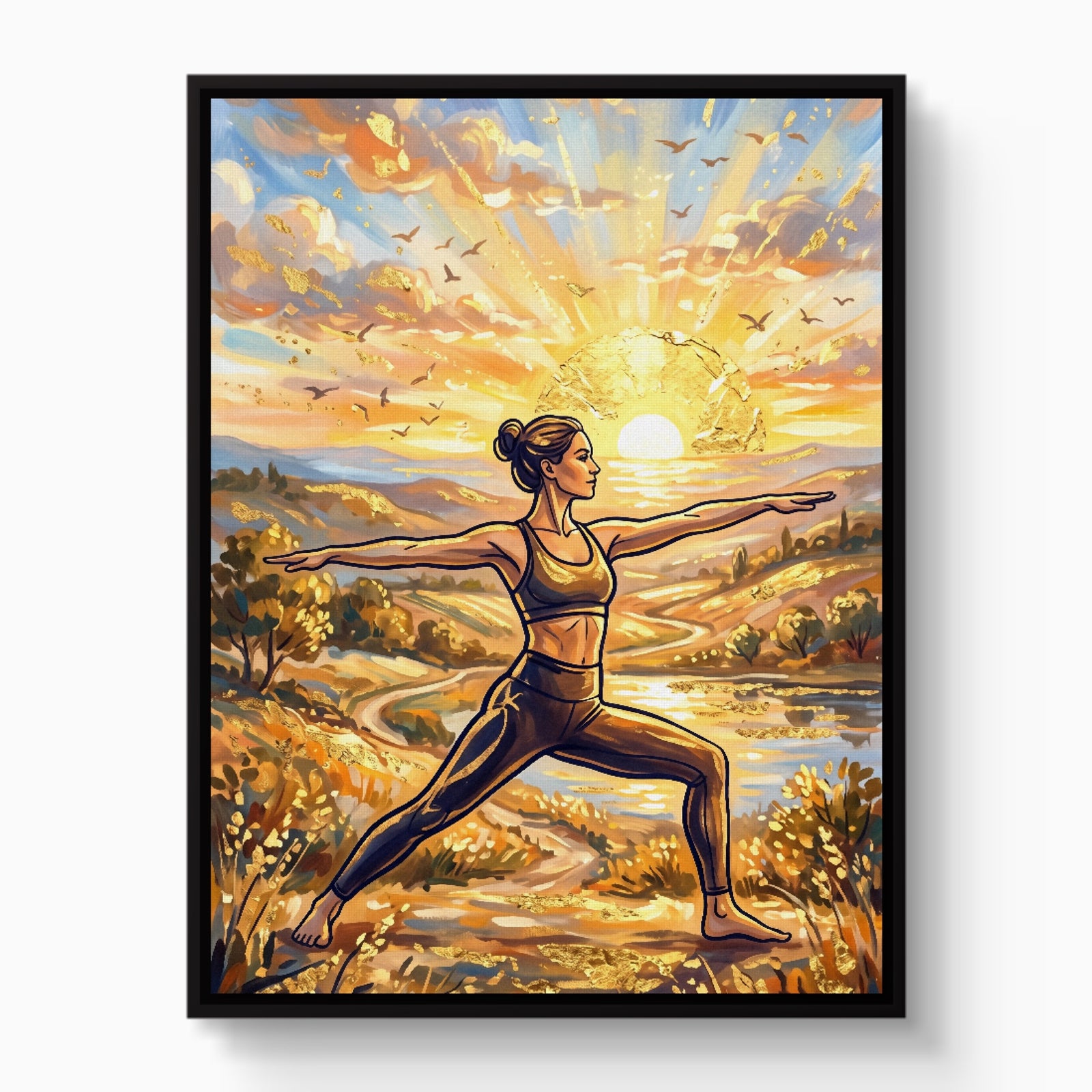 Yogi Golden Sunrise — yogi golden sunrise white studio framed black