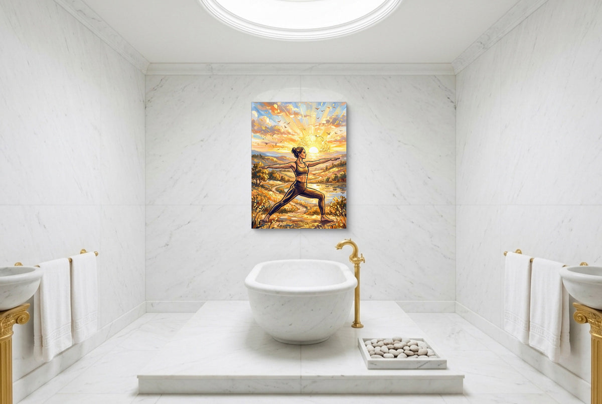 Yogi Golden Sunrise — yogi golden sunrise luxury bathroom interior 2 1port flush print