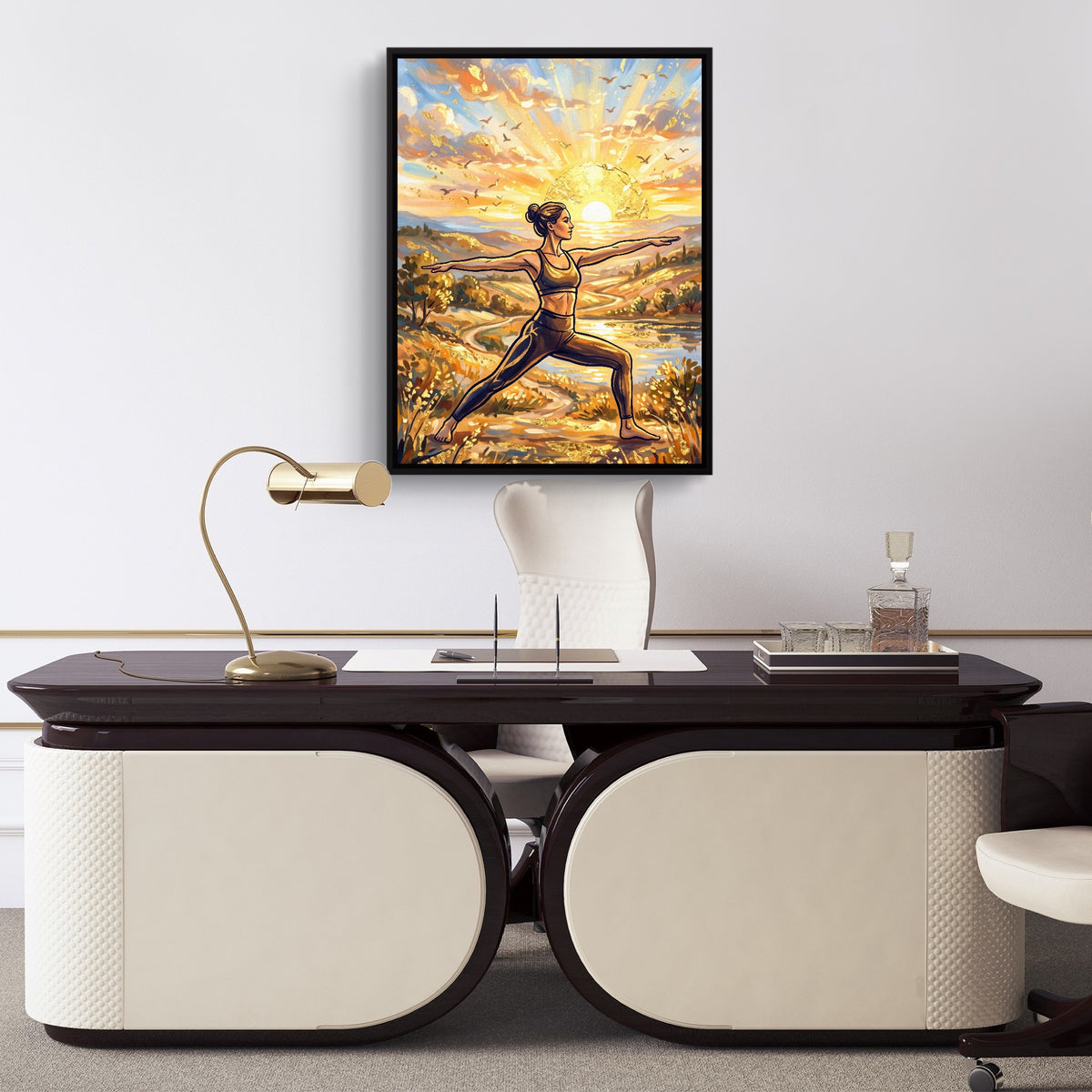 Yogi Golden Sunrise — yogi golden sunrise sq luxury office desk 1port framed black