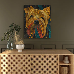 Yorkie Feathered Crown - Luxury Wall Art