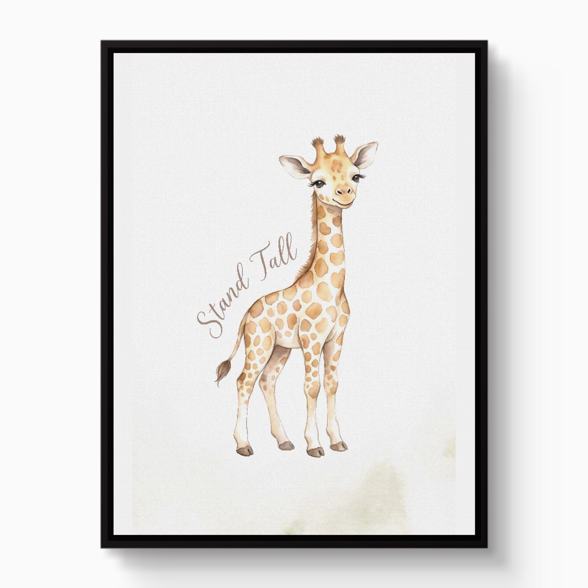Young Giraffe Smile — young giraffe smile white studio framed black
