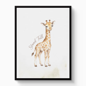 Young Giraffe Smile — young giraffe smile white studio framed black