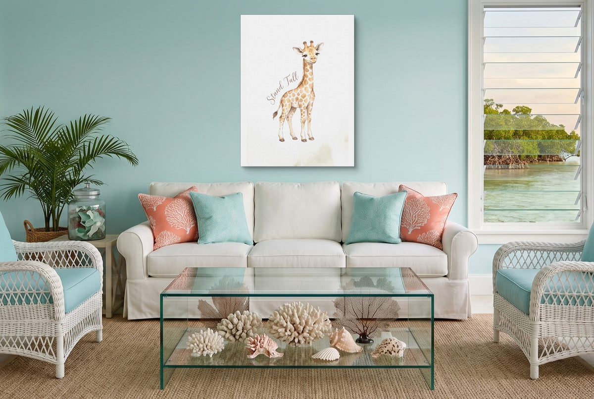 Young Giraffe Smile — young giraffe smile living room with furniture 1port flush print
