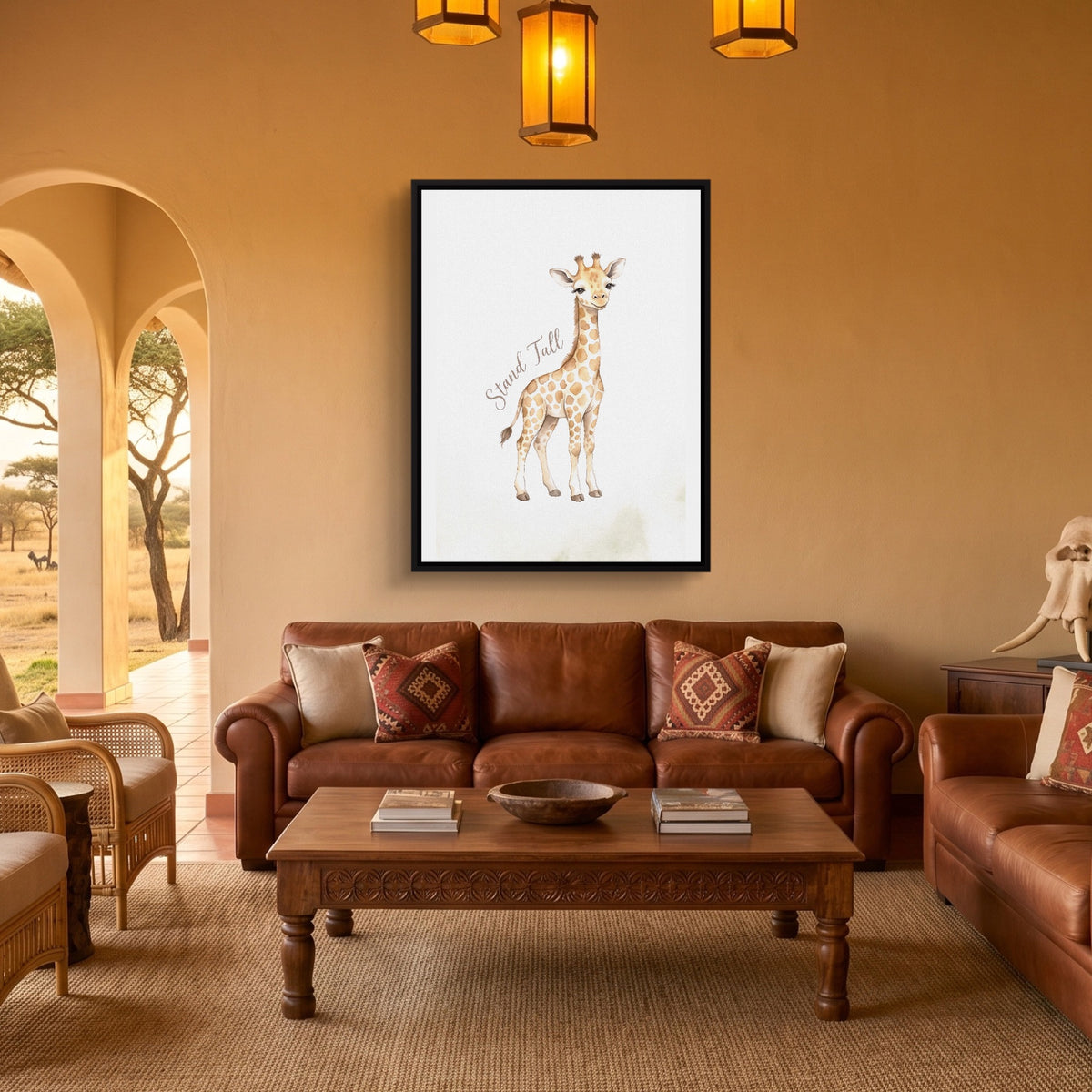 Young Giraffe Smile — young giraffe smile sq safari house 1port framed black