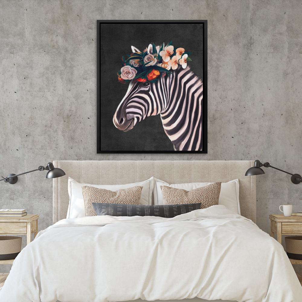Zebra Floral Hat - Luxury Wall Art