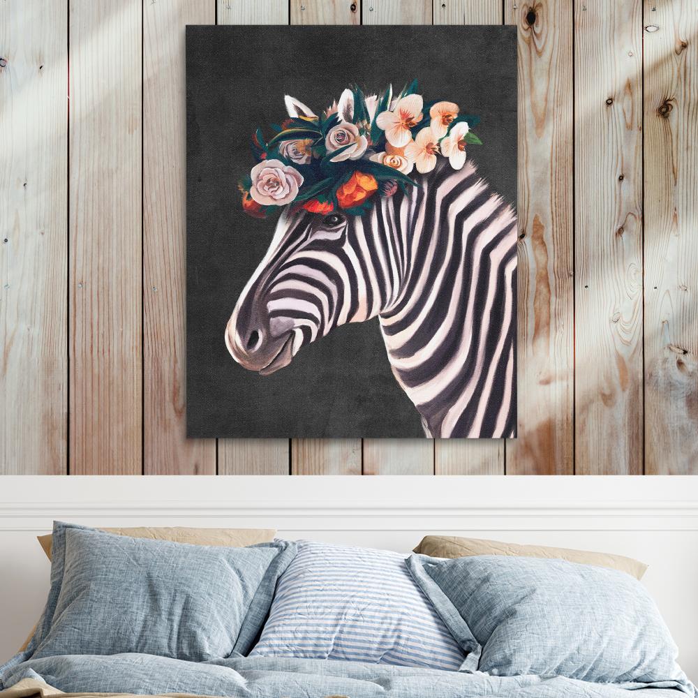 Zebra Floral Hat - Luxury Wall Art