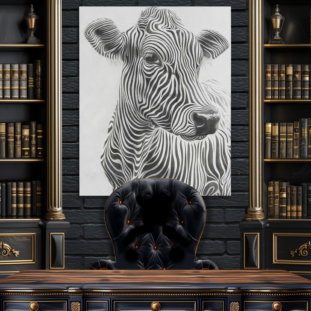 Zebra Striped Cow - Luxury Wall Art