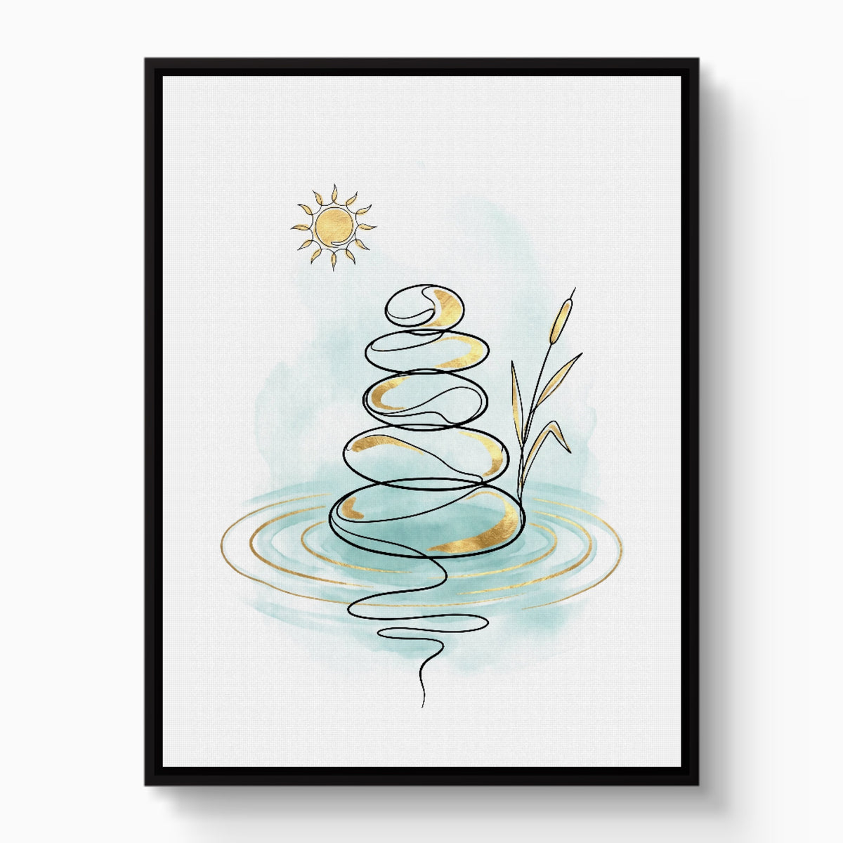 Zen Stones Line — zen stones line white studio framed black