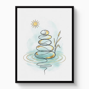 Zen Stones Line — zen stones line white studio framed black