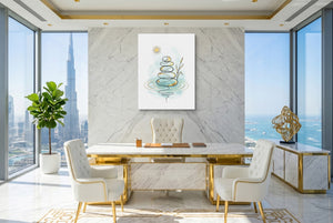 Zen Stones Line — zen stones line office with city view 2 1port flush print