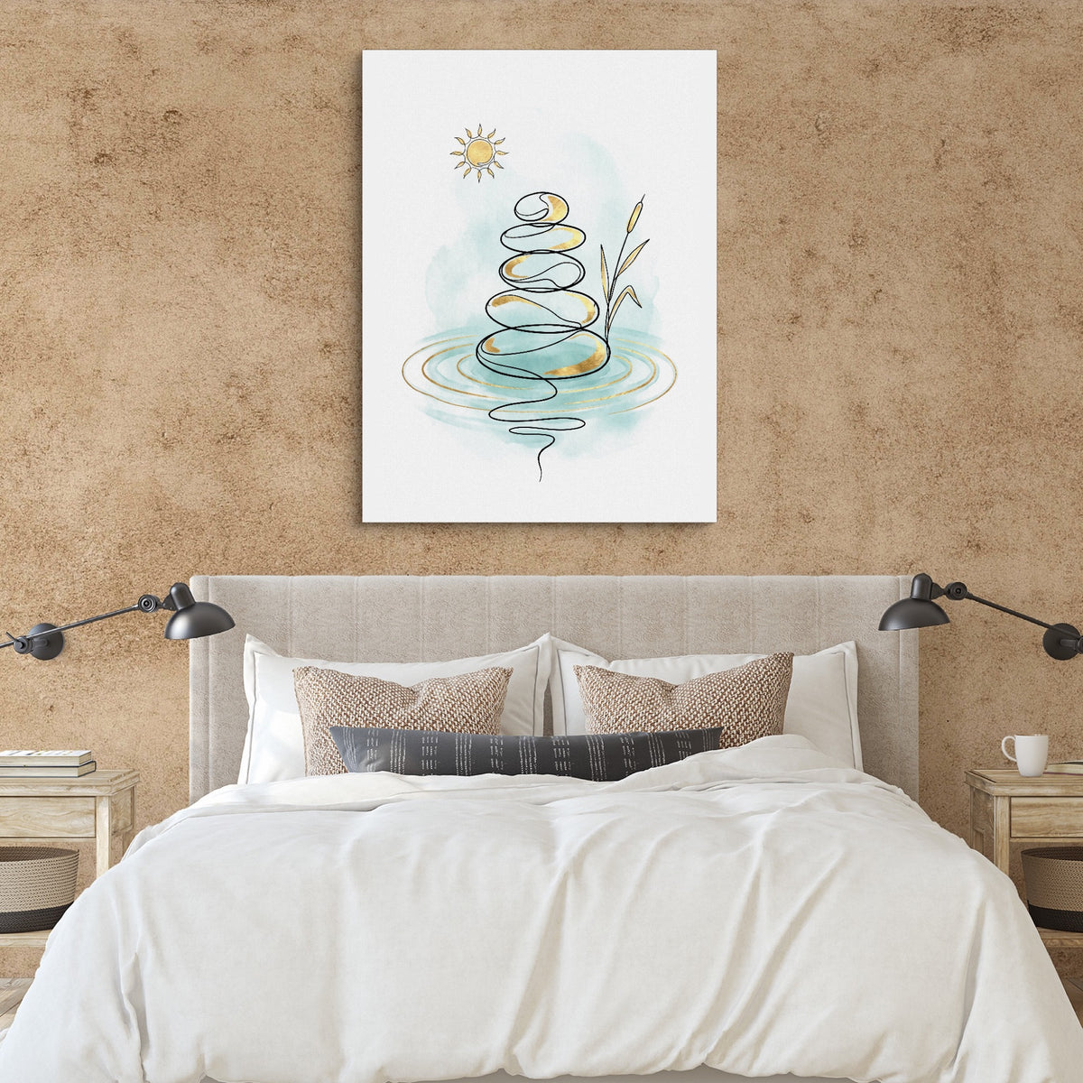 Zen Stones Line — zen stones line sq clay paper bedroom 1port flush print