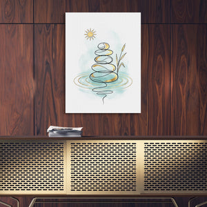 Zen Stones Line — zen stones line sq gold wood wall 1port flush print