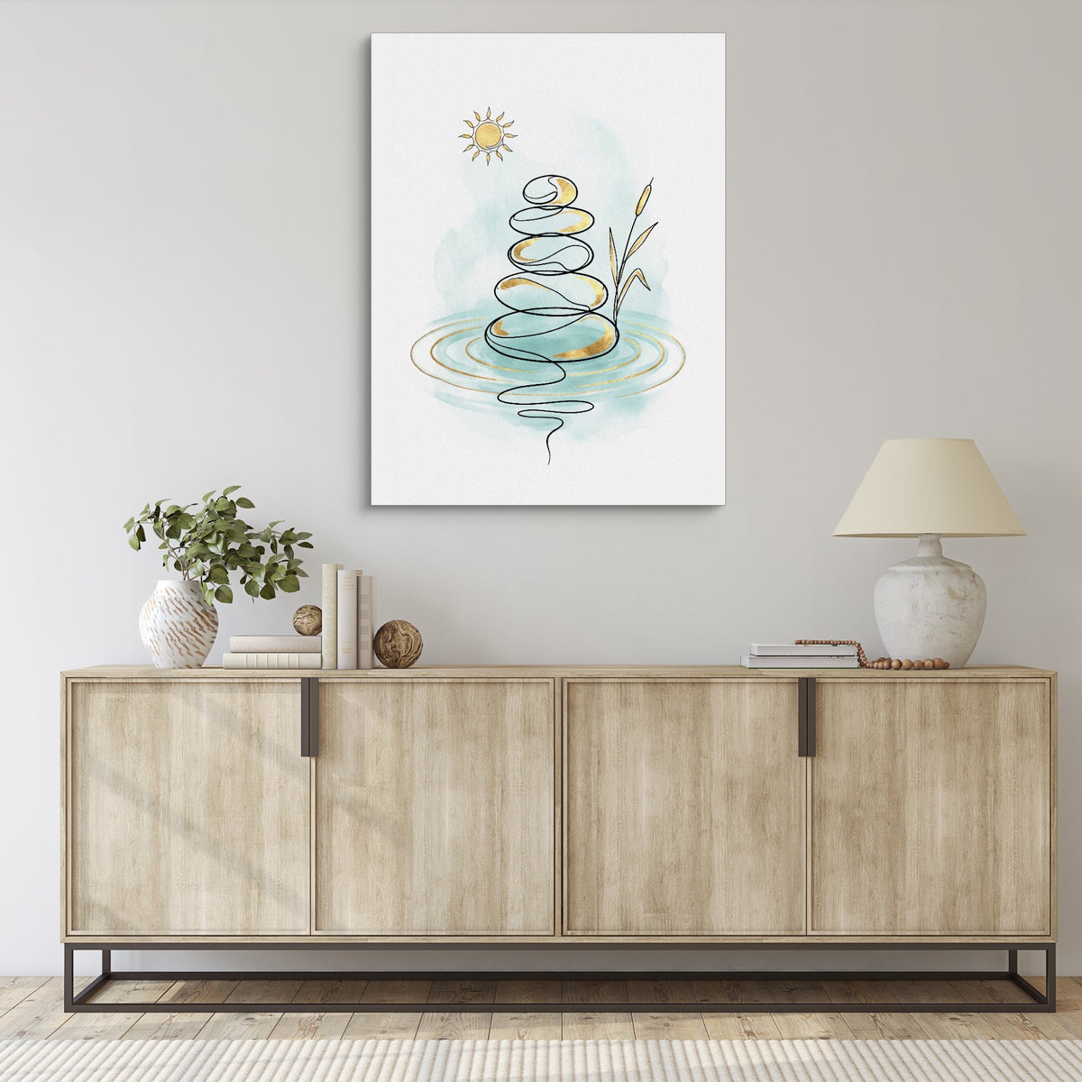 Zen Stones Line — zen stones line sq living room desk 1port flush print