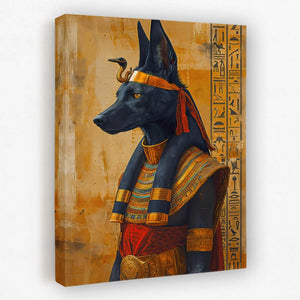 a painting of an egyptian dog wearing a costume