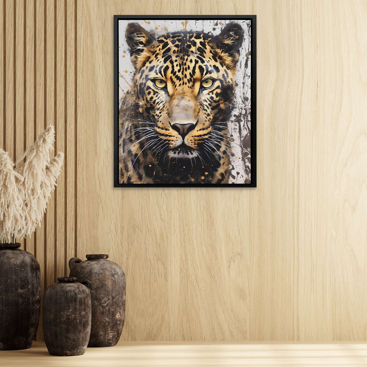 Leopard Artwork - Black, White, and Gold Big Cat Wall Art - Luxury Wall Art 