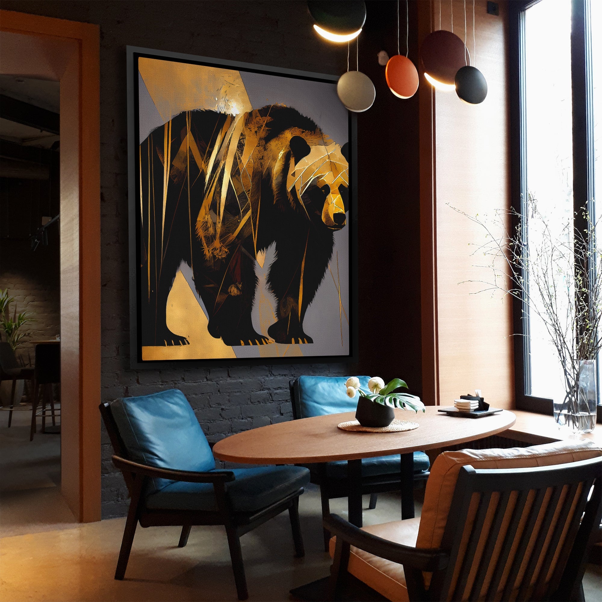 Abstract Black Gold Bear - Luxury Wall Art