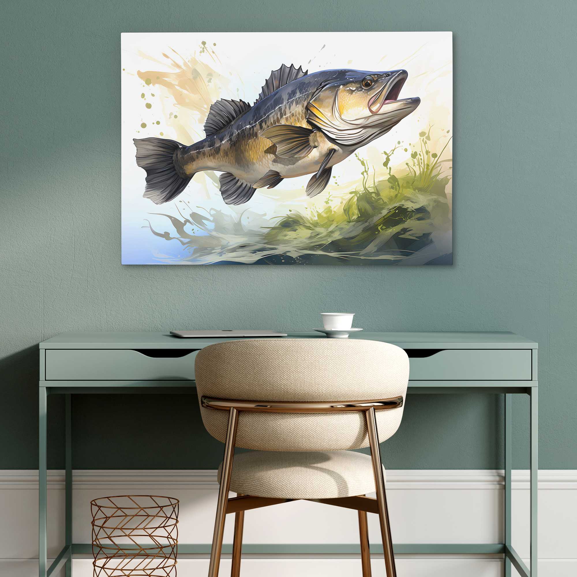 Bass-Fishing on the South Coast (engraving) Our beautiful pictures are  available as Framed Prints, Photos, Wall Art and Photo Gifts
