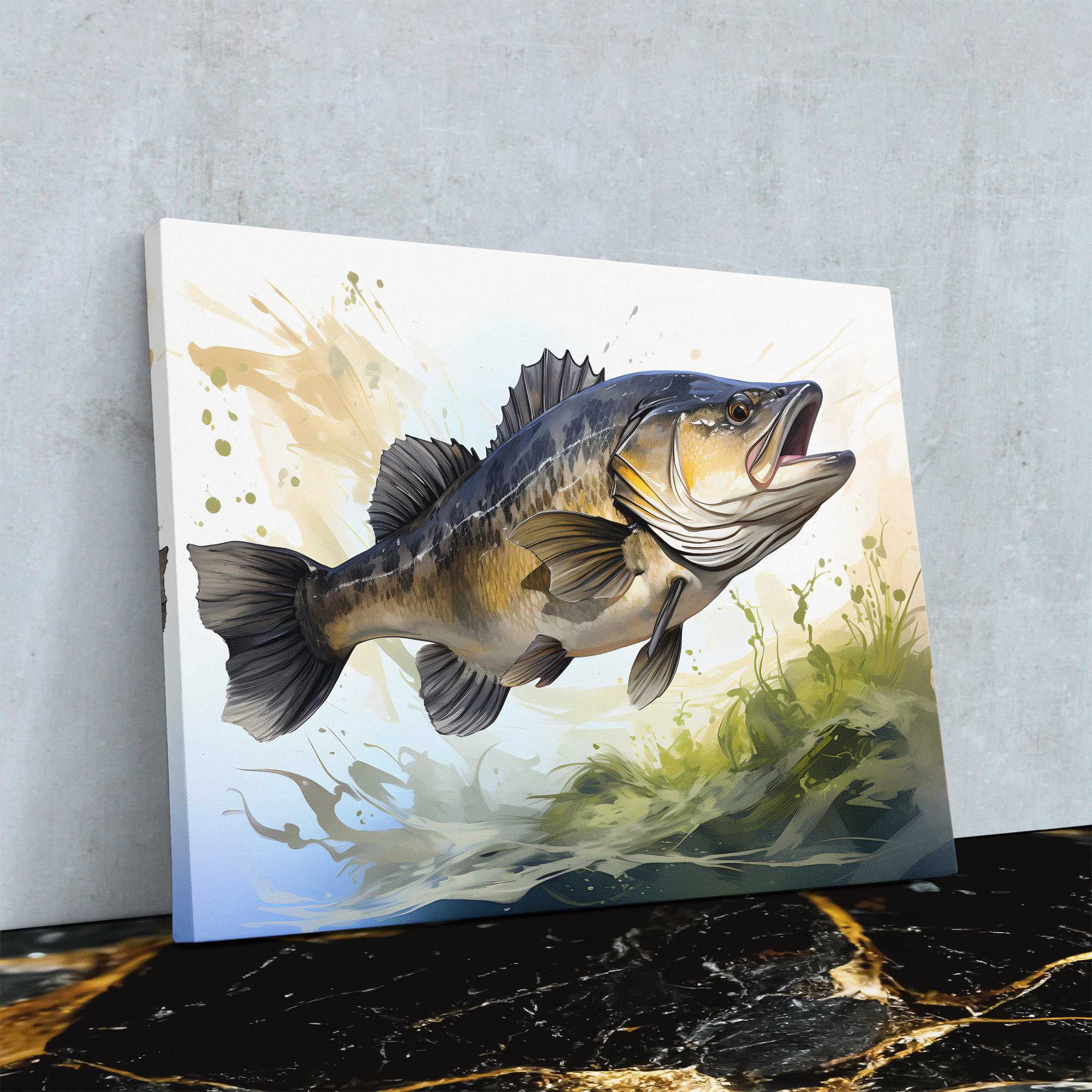 Largemouth Bass Fishing Boat 5 Piece Canvas Print Picture HOME