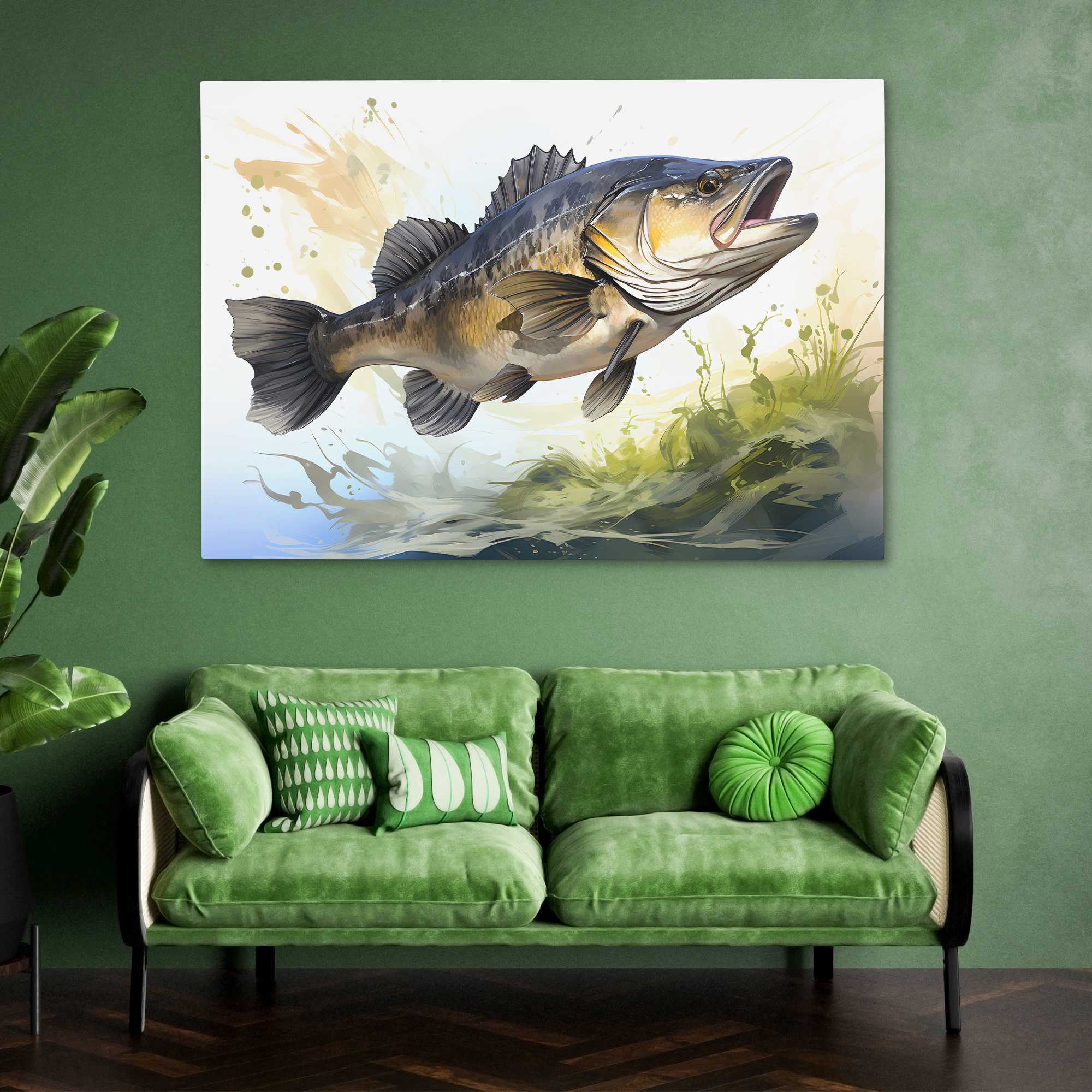 Bass Fishing Luxury Art  Lake House Fishermans Wall Art - Luxury Wall Art