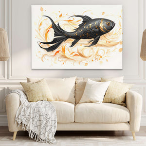 Black Beta Fish - Luxury Wall Art
