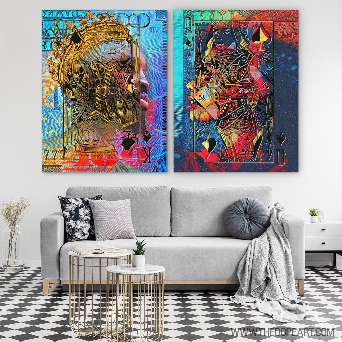 Black King and Queen of Spades Couples Art - Luxury Wall Art