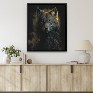 Black Wolf painting - Luxury Wall Art - Canvas Print