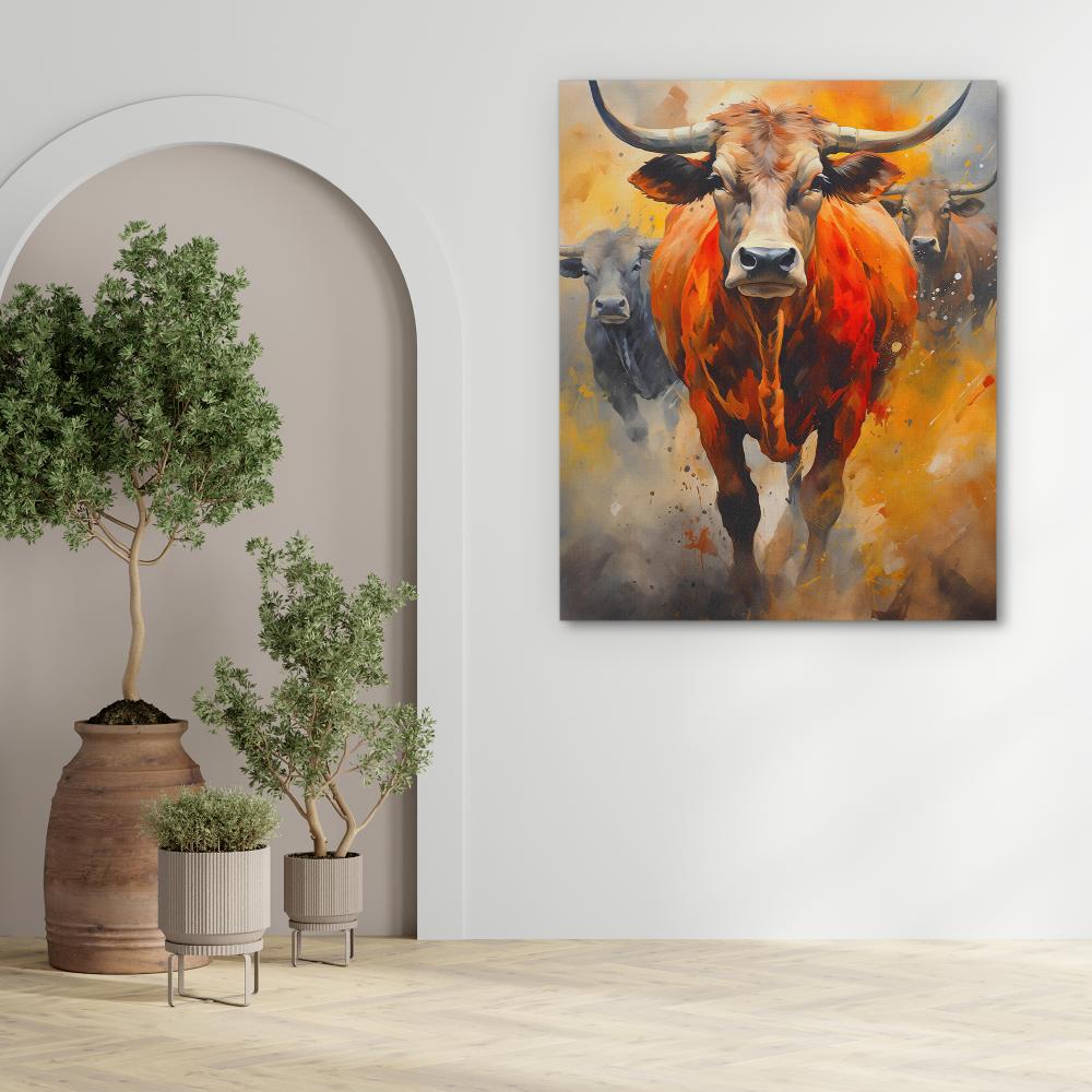 Bull Stampede - Luxury Wall Art