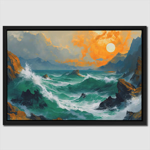 Crashing Sunset Waves - Luxury Wall Art