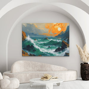 Crashing Sunset Waves - Luxury Wall Art