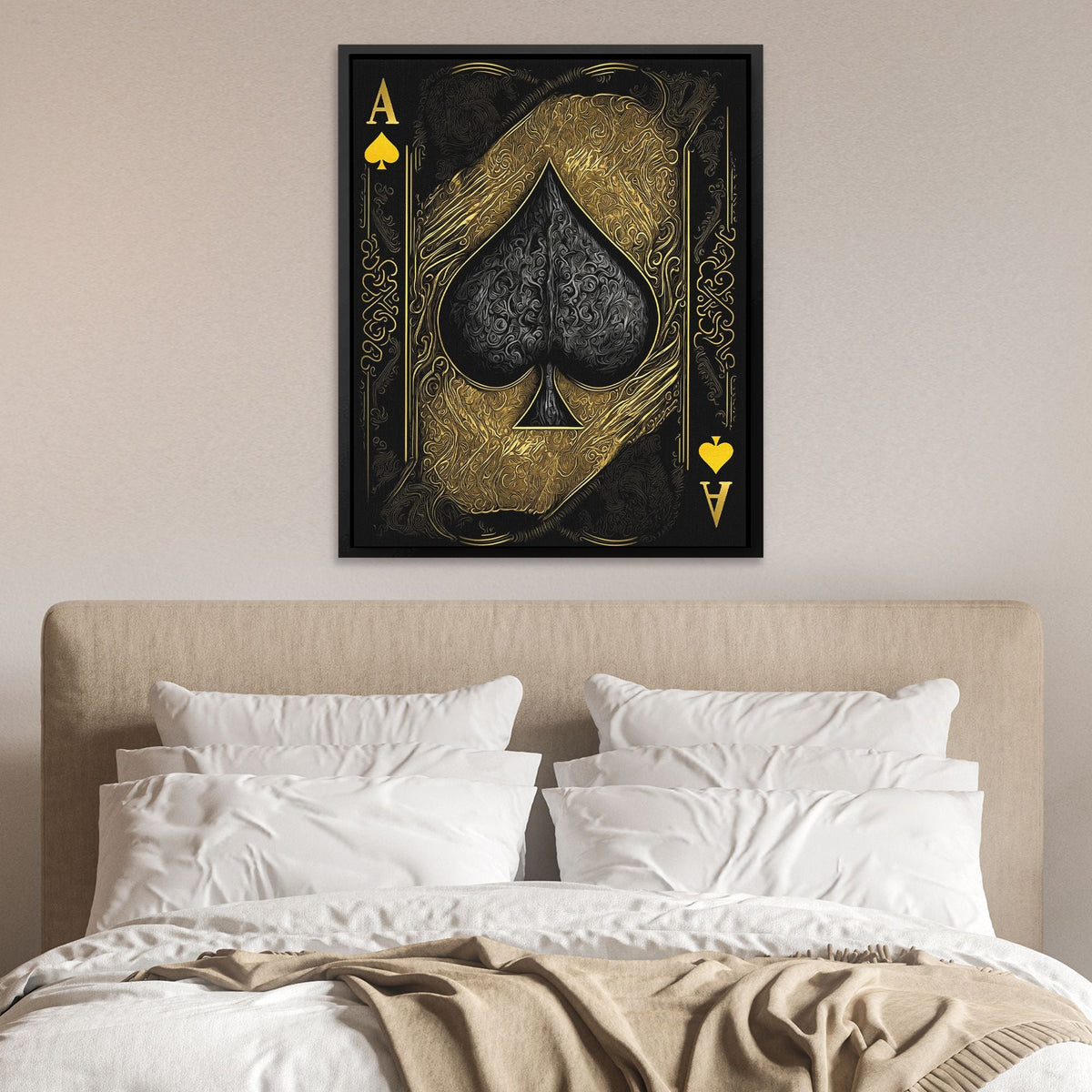 Gold Ace of Spades - Black and Gold Poker Wall Art - Luxury Wall Art