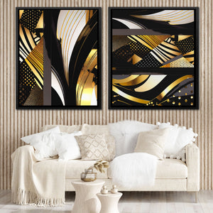 Gold and Black Abstracts (2) Set - Luxury Wall Art