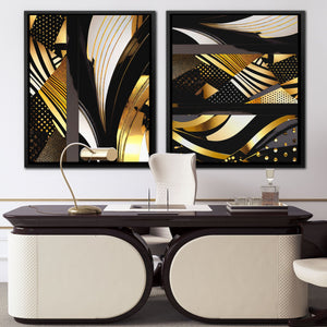 Gold and Black Abstracts (2) Set - Luxury Wall Art