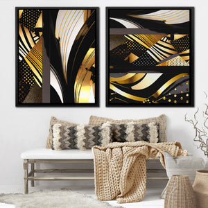 Gold and Black Abstracts (2) Set - Luxury Wall Art