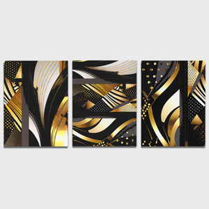 Gold and Black Abstracts (3) Set - Luxury Wall Art
