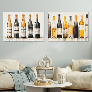 Gold and Black Wine Bottles (2) Set - Luxury Wall Art