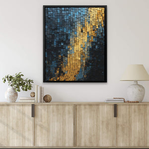 Gold Blue Checkers - Luxury Wall Art