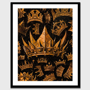 Gold Gothic Crowns Semi-gloss Print - Luxury Wall Art