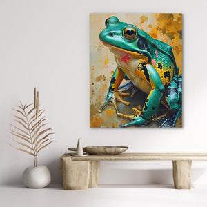 Gold Green Frog - Luxury Wall Art